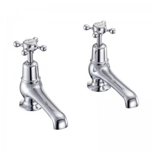 Burlington CL2 Claremont Basin Pillar Tap with 5(in) Nose Chrome with White Indicies