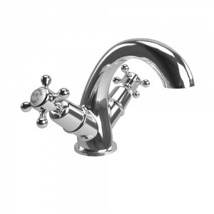 Burlington CL45QT Claremont Quarter Turn Basin Mixer Chrome with White Indicies