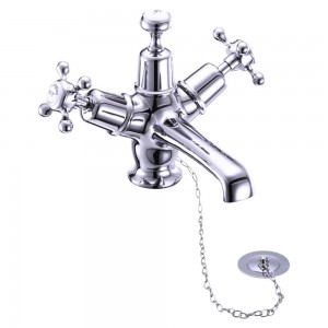 Burlington CL5 Claremont Basin Mixer Chrome inc Plug & Chain with High Central White Indicies