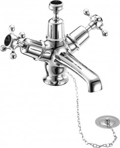 Burlington CL5BLA Claremont Basin Mixer Chrome inc Plug & Chain with High Central Matt Black Indicies