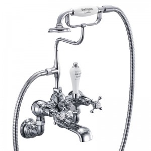 Burlington CL17 Claremont Wall Mounted Bath Shower Mixer with S Adjuster Chrome with White Indicies
