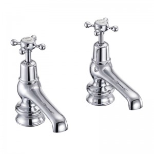 Burlington CLR2 Claremont Regent Basin Pillar Tap with with 5(in) Nose Chrome with White Indicies