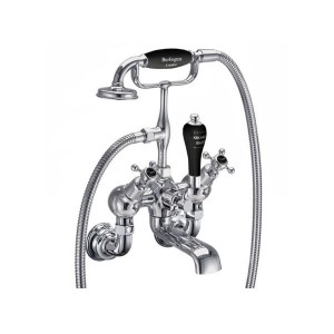 Burlington CLR21BLA Claremont Regent Wall Mounted Angled Bath Shower Mixer with S Adjuster Chrome with Matt Black Indicies