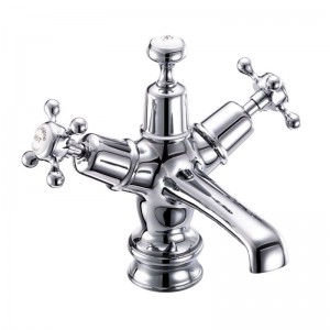 Burlington CLR6 Claremont Regent Basin Mixer Chrome inc Click Clack Waste with High Central White Indicies