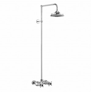 Burlington EF1S Eden Thermostatic Exposed Shower Bar Valve with Single Outlet Rigid Riser & Shower Arm Polished Chrome