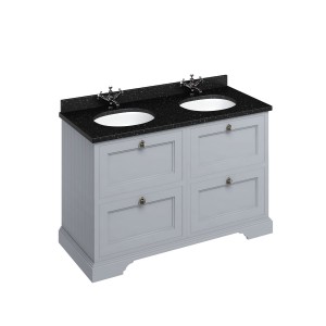 Burlington FC10G Freestanding 1300mm Vanity Unit with 4 Drawers Classic Grey (Worktop & Basins NOT Included)