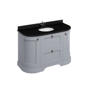 Burlington FC4G Freestanding 1340mm Curved Vanity Unit with Drawers & Doors Classic Grey (Worktop & Basins NOT Included)