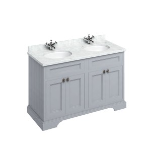 Burlington FC9G Freestanding 1300mm Vanity Unit with Double Doors Classic Grey (Worktop with Vanity Basin NOT Included)