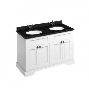 Burlington FC9W Freestanding 1300mm Vanity Unit with Double Doors Matt White (Worktop with Vanity Basin NOT Included)