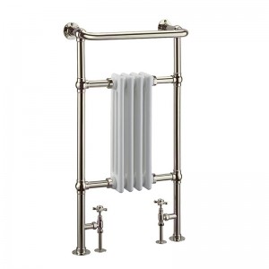 Burlington R2NKL Bloomsbury Towel Radiator 950 x 497mm 1518btu/356w Nickel & White