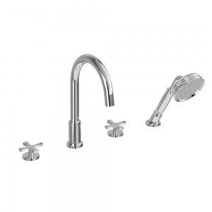 Burlington RIV33CHR Riviera Deck Mounted Bath Shower Mixer 4 Tapholes Chrome