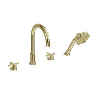 Burlington RIV33GOLD Riviera Deck Mounted Bath Shower Mixer 4 Tapholes Gold