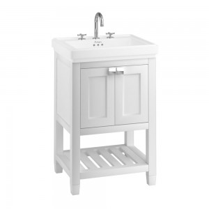 Burlington RIVF580W Riviera 580mm Vanity Unit with Double Doors Matt White (Basin NOT Included)