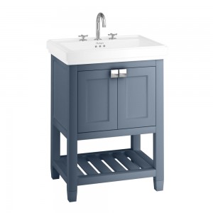 Burlington RIVF650B Riviera 650mm Vanity Unit with Double Doors Matt Blue (Basin NOT Included)