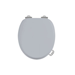 Burlington S46 Soft Close Wooden Toilet Seat & Cover Classic Grey with Chrome Hinges