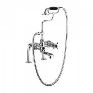 Burlington T2DBBLA Tay Deck Mounted Thermostatic Bath Shower Mixer with Handset & Hose Chrome/Matt Black