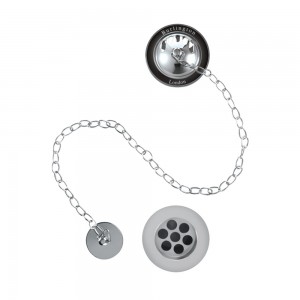 Burlington W3BLA Bath Overflow Plug & Chain Waste Chrome/Matt Black