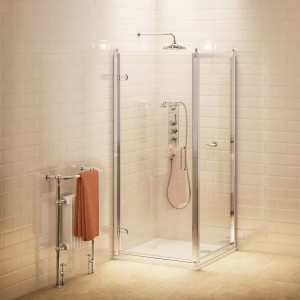 Burlington C19 Hinged Shower Door 760mm for Alcove & Corner Fitting Polished Aluminium (Side & In-Line Panels NOT Included)