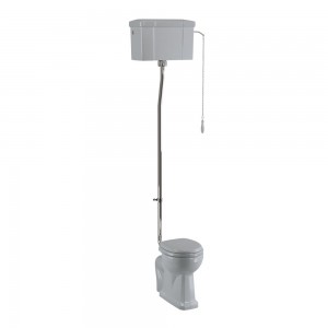 Burlington C28SGREY Bespoke Moon Grey High Level Single Flush Cistern with Fittings - (cistern only)