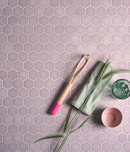 CaPietra Brasserie Glass Floor & Wall Tile (Matt Finish) Pink 325 x 293 x 5mm [6870]