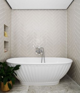 CaPietra Carter Ceramic Wall Tile (Gloss Finish) Ecru 300 x 75 x 9mm [6975]