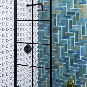 CaPietra Pottery Porcelain Brick Floor & Wall Tile (Gloss Finish) Ocean Blue 200 x 75 x 10mm [7928]