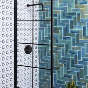 CaPietra Pottery Porcelain Brick Floor & Wall Tile (Gloss Finish) Ocean Blue 200 x 75 x 10mm [7928]