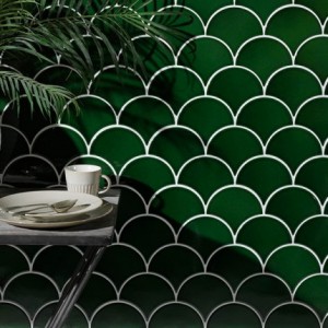 CaPietra Riverlands Scales Ceramic Wall Tile (Crackle Glaze Finish) Watercress 160 x 140 x 10mm [7895]