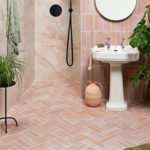 CaPietra Reformed Composite Stone Floor & Wall Tile (Tumbled Finish) Salmon Pink 250 x 60 x 15mm [12998]