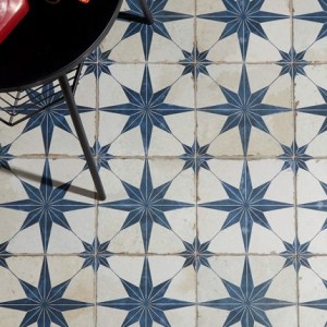 CaPietra Spitalfields Ceramic Floor & Wall Tile (Matt Finish) Retro Star Blue 450 x 450 x 10mm [7343]