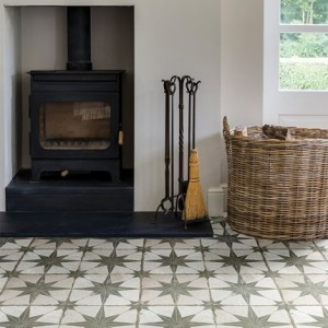 CaPietra Spitalfields Ceramic Floor & Wall Tile (Matt Finish) Retro Star Sage 450 x 450 x 10mm [7128]
