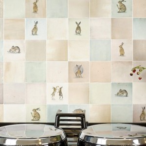 CaPietra Wiltshire Hares By Joanna May Wall Tile (Satin Finish) Washing 125 x 125 x 8mm [12911]