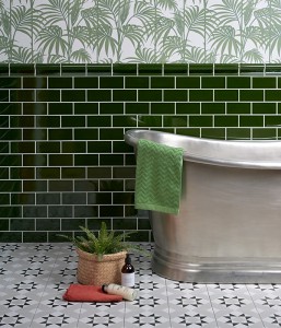 CaPietra Lyme Metro Ceramic Wall Tile (Crackle Glaze Gloss Finish) Olive Green 150 x 75 x 9mm [7560]