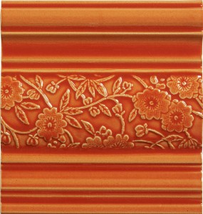 Craven Dunnill BCDDATA Burleigh Calico Deluxe Dado Tangerine Wall Tile 240x250mm
