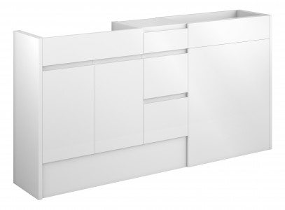 Corno Basin & WC Unit with 3 Drawer Unit Pack 1536mm White Gloss (Grey Cabinet) [PLUM110017]