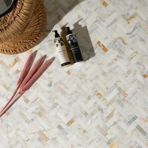 CaPietra Palazzo Oro Marble Floor & Wall Tile (Honed Finish) Herringbone Mosaic 330 x 285 x 10mm [9146]