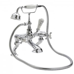 BC Designs CTA020BN Victrion Crosshead Deck Mounted Bath Shower Mixer - Brushed Nickel