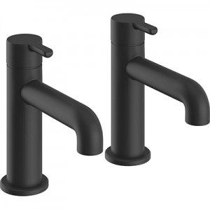 Heritage Dartmouth Basin Pillar Taps Matt Black [TDACBL00]