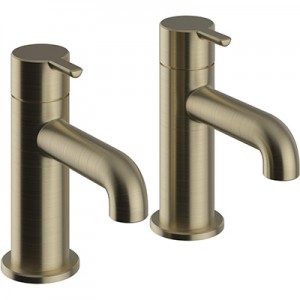 Heritage Dartmouth Bath Pillar Taps Brushed Brass [TDACBB01]