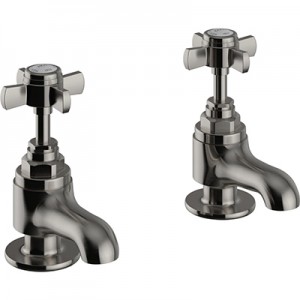 Heritage Dawlish Basin Pillar Taps Brushed Nickel [TDCN00]