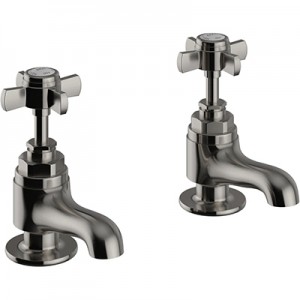 Heritage Dawlish Bath Pillar Taps Brushed Nickel [TDCN01]