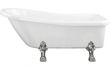 Biella Freestanding 1530x670x760mm 2TH Bath w/Feet - White [PLUM102811]