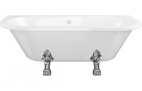 Foggia Freestanding Back To Wall 1700x800x600mm 2TH Bath w/Feet - White [PLUM102813]