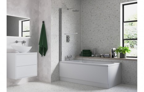 Single Straight Edge Bath Screen w/Rail [PLUM3770]
