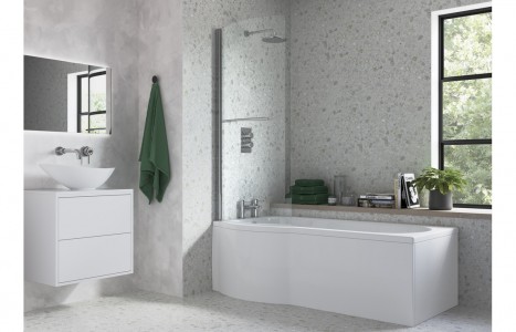 P Shape Bath Screen [PLUM3776]