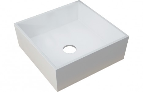 Bathrooms to Love DIPB0036 Sabina Polymarble (Resin) Square Counter-Top Wash Bowl 426mm No Tapholes White