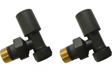 Patterned Anthracite Radiator Valves - Angled [PLUM103012]