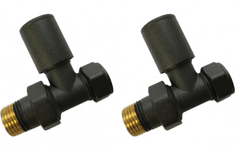 Patterned Anthracite Radiator Valves - Straight [PLUM103015]