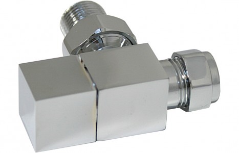 Square Chrome Radiator Valves - Angled [PLUM103019]