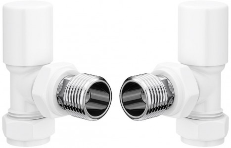 Patterned White Radiator Valves - Angled [PLUM104988]